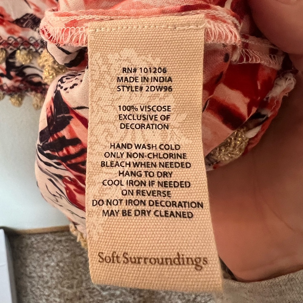 Soft Surroundings Floral Boho Pom Pom Top - Picture 8 of 8